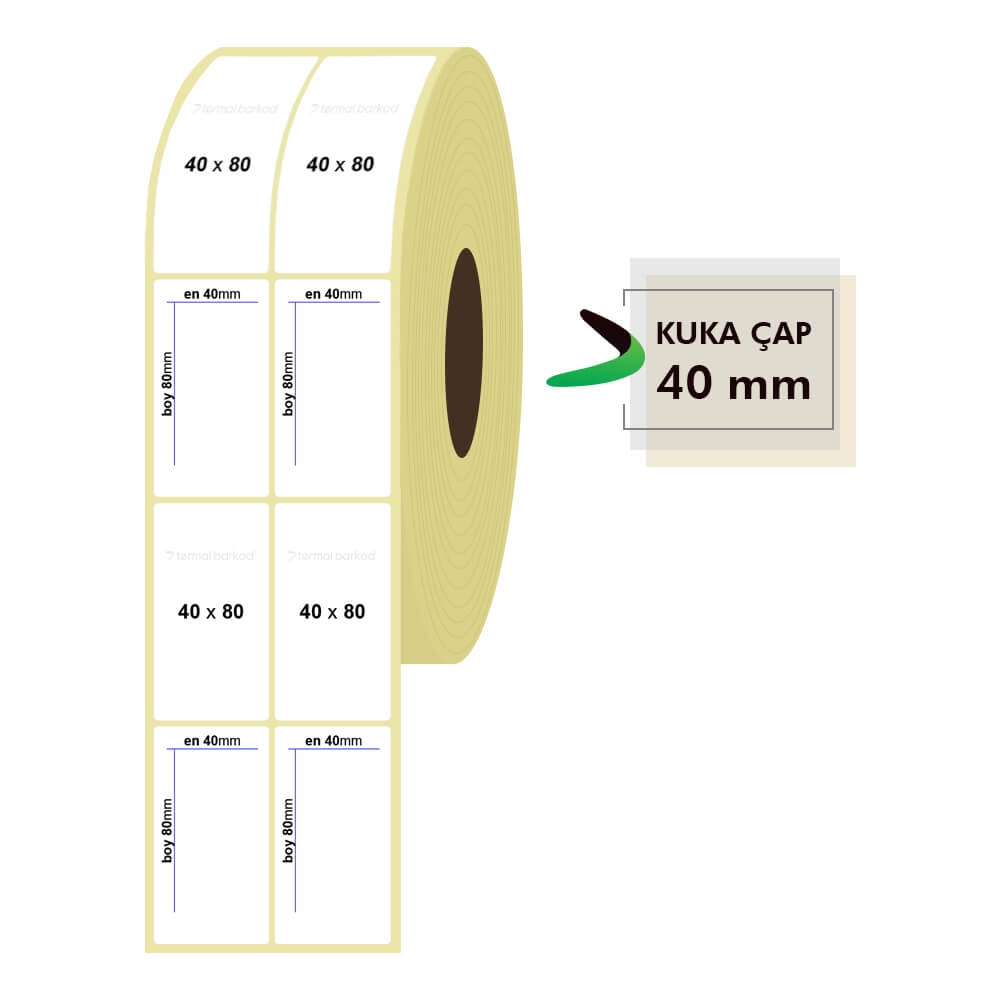 40mm x 80mm 2'li Kuşe Etiket