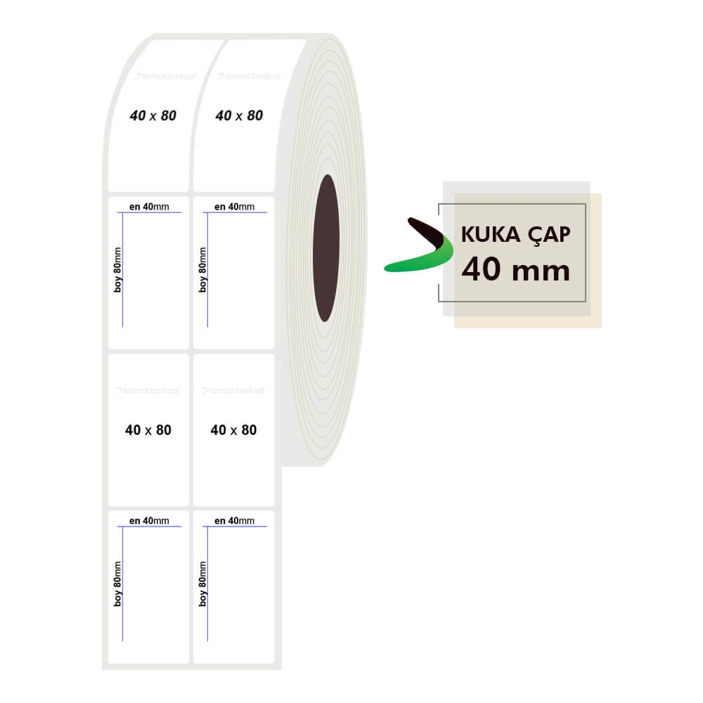 40mm x 80mm 2li Pp Opak Etiket
