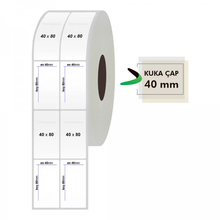 40mm x 80mm 2li Silvermat Etiket