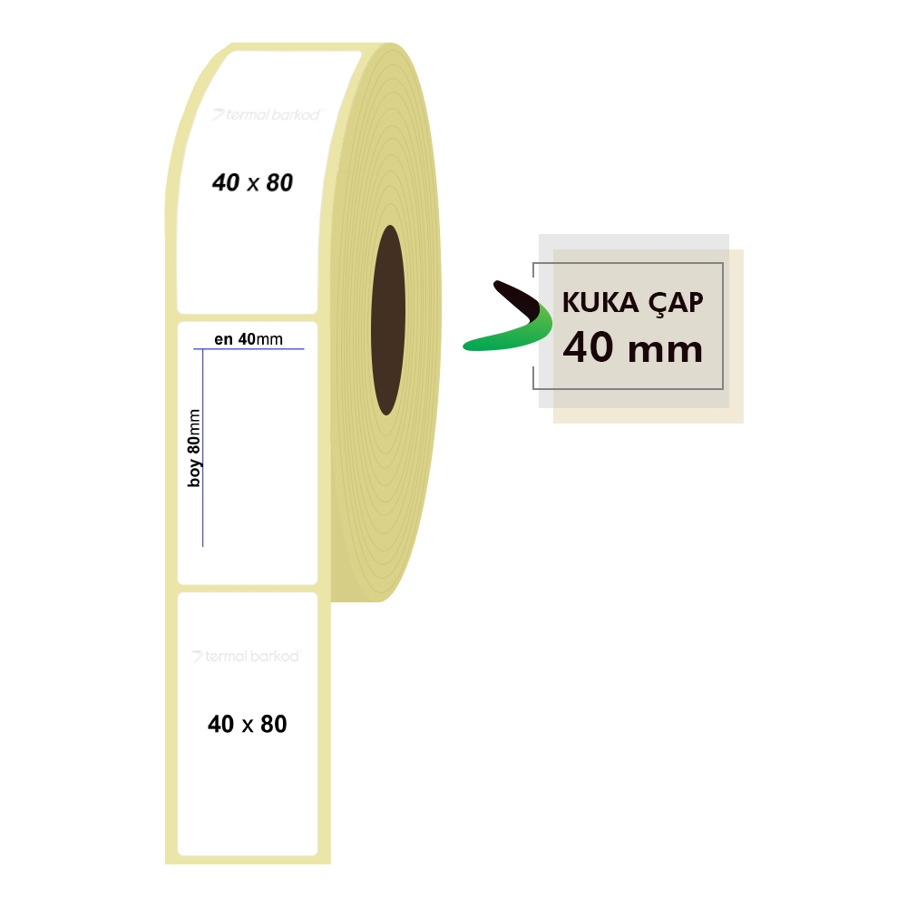 40mm x 80mm Termal Etiket (Sticker)