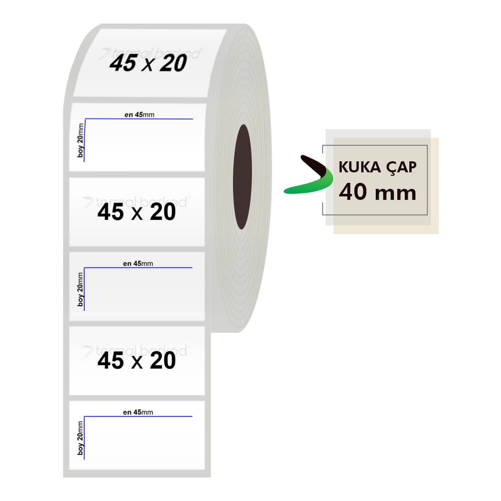 45mm x 20mm Silvermat Etiket