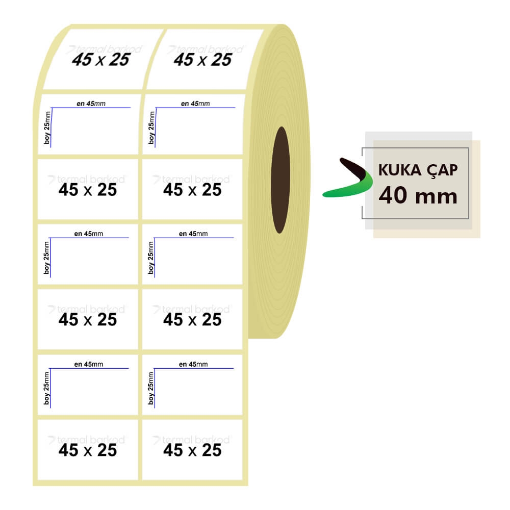 45mm x 25mm 2'li Kuşe Etiket