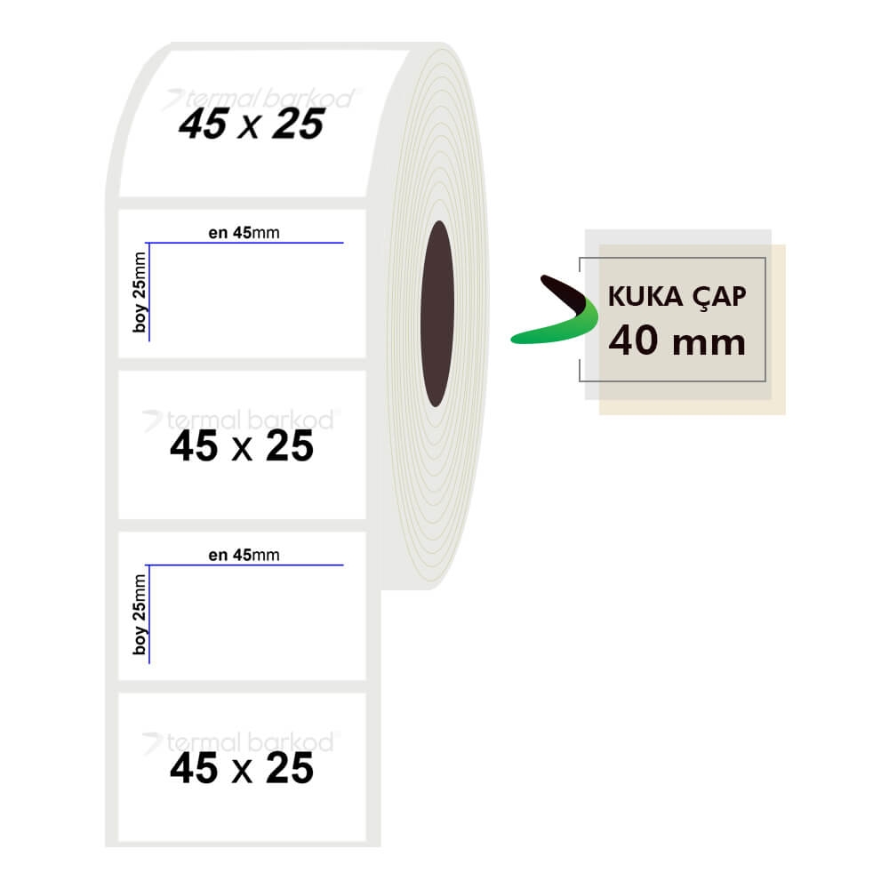 45mm x 25mm Opak Etiket