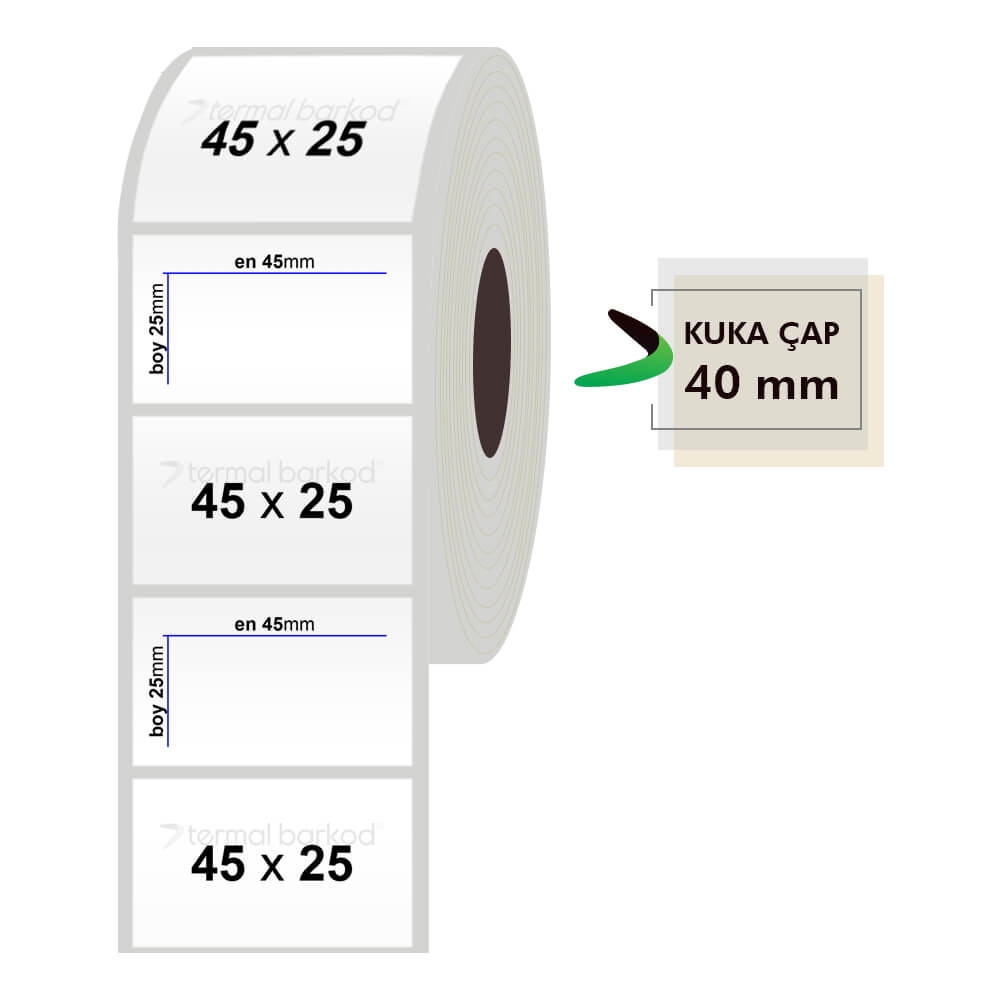 45mm x 25mm Silvermat Etiket