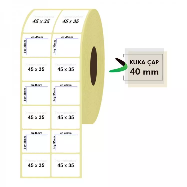 45mm x 35mm 2li Lamine Termal Etiket