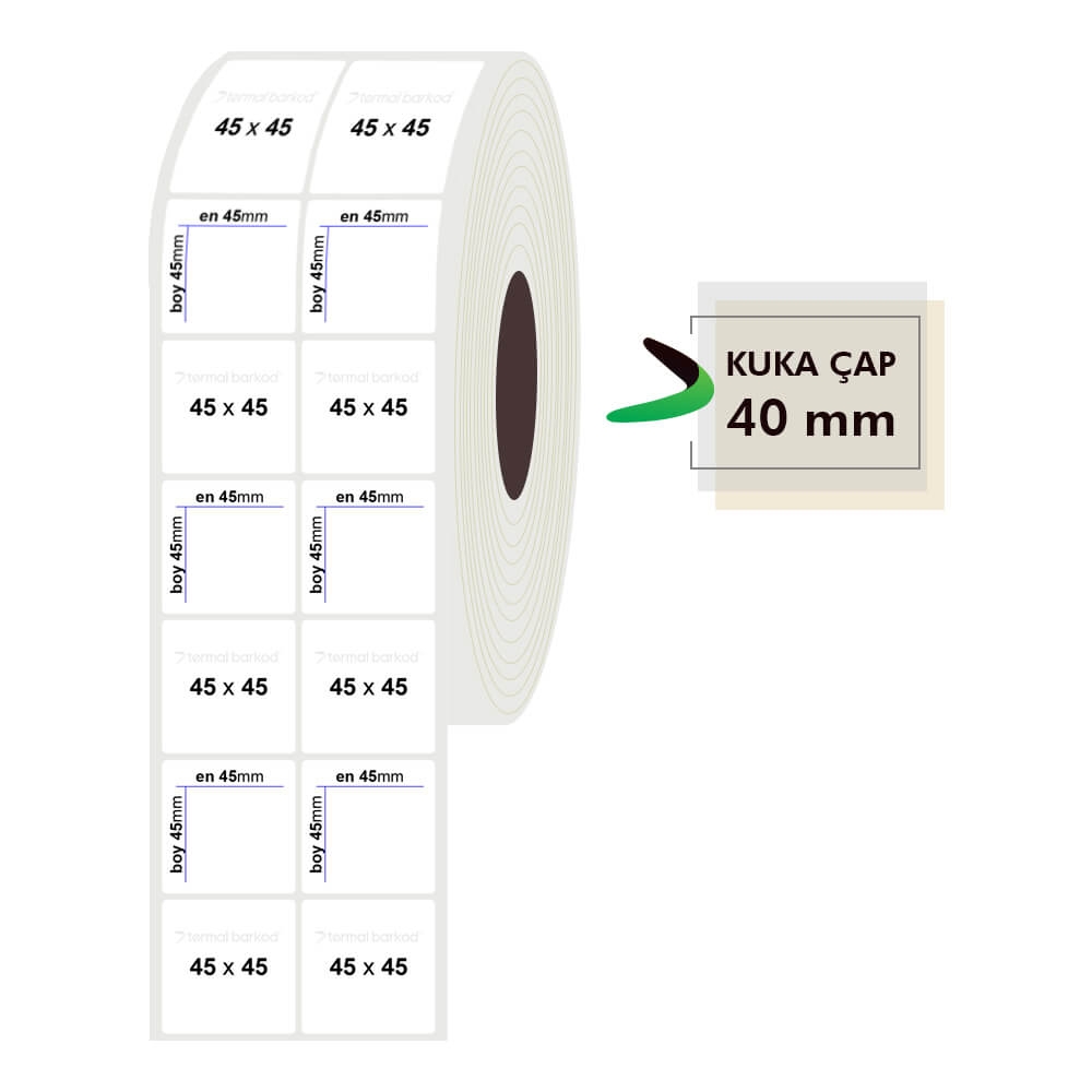 45mm x 45mm 2li PP Opak Etiket