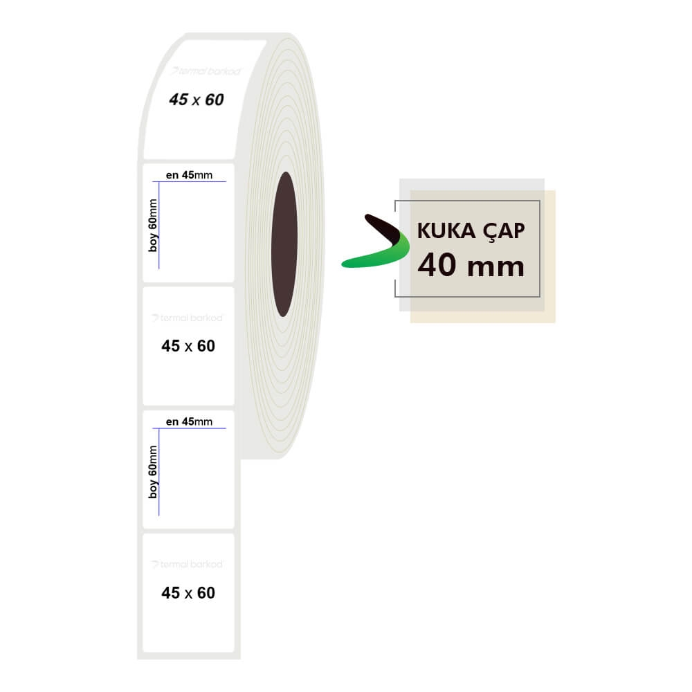 45mm x 60mm Pp Opak Etiket