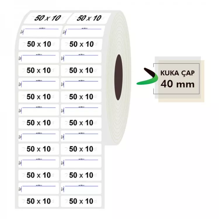 50mm x 10mm 2'li Opak Etiket
