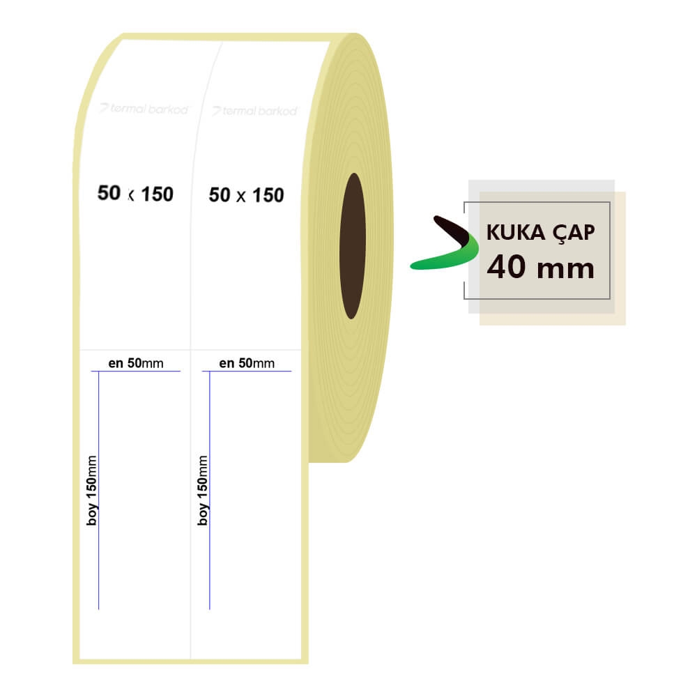 50mm x 150mm 2'li Bitişik Kuşe Etiket