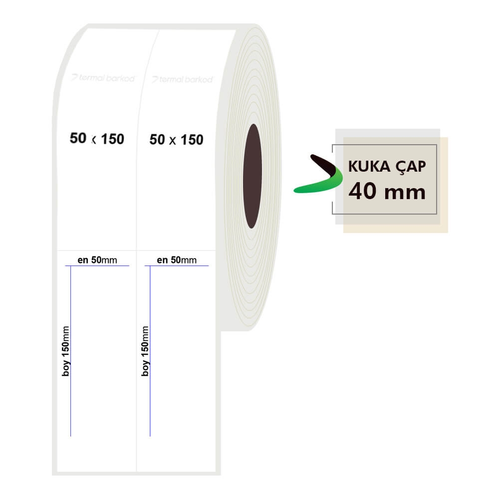 50mm x 150mm 2li Bitişik PP Opak Etiket