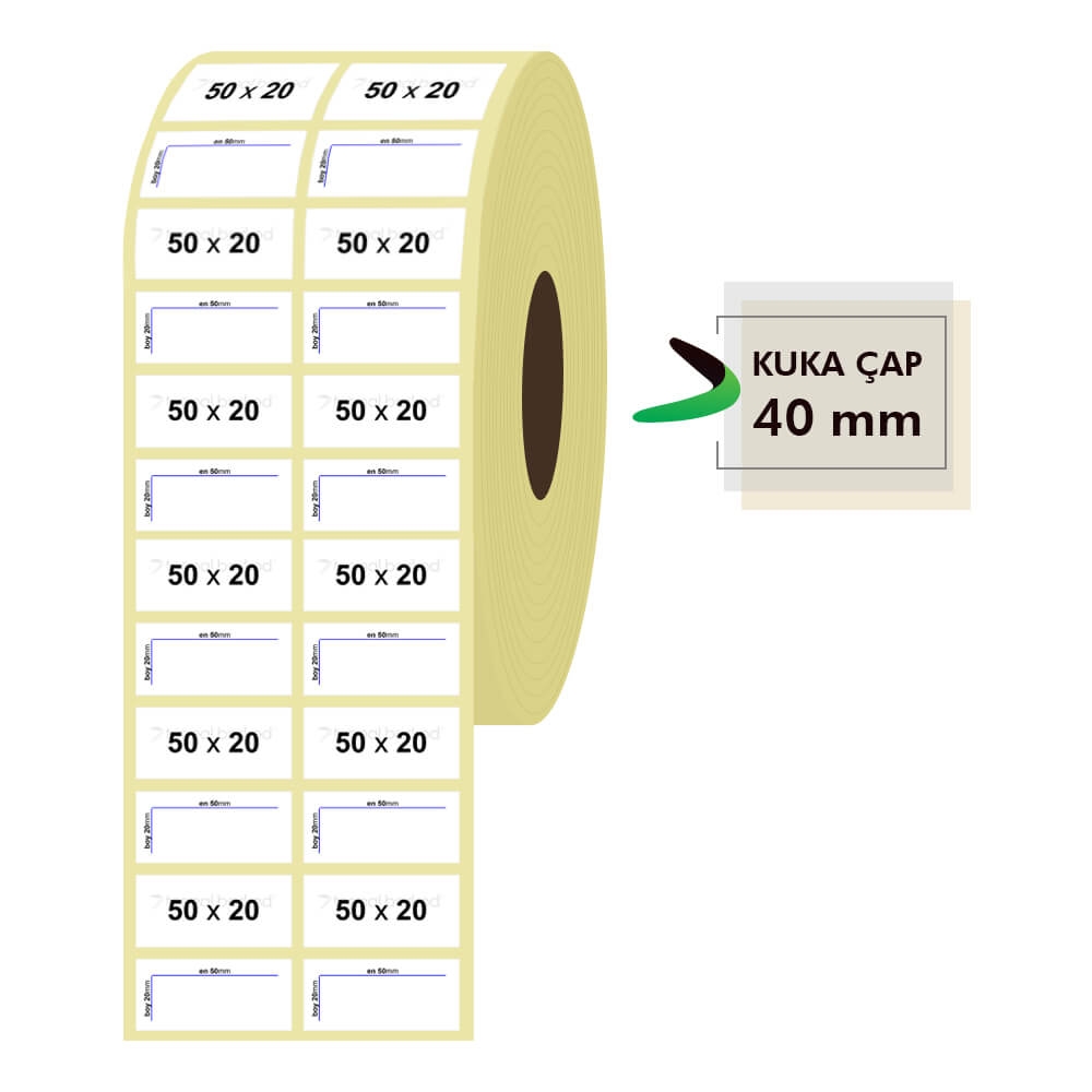 50mm x 20mm 2'li Termal Etiket