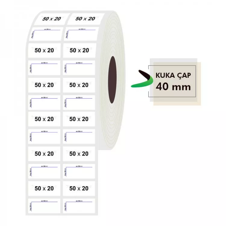 50mm x 20mm 2'li Opak Etiket