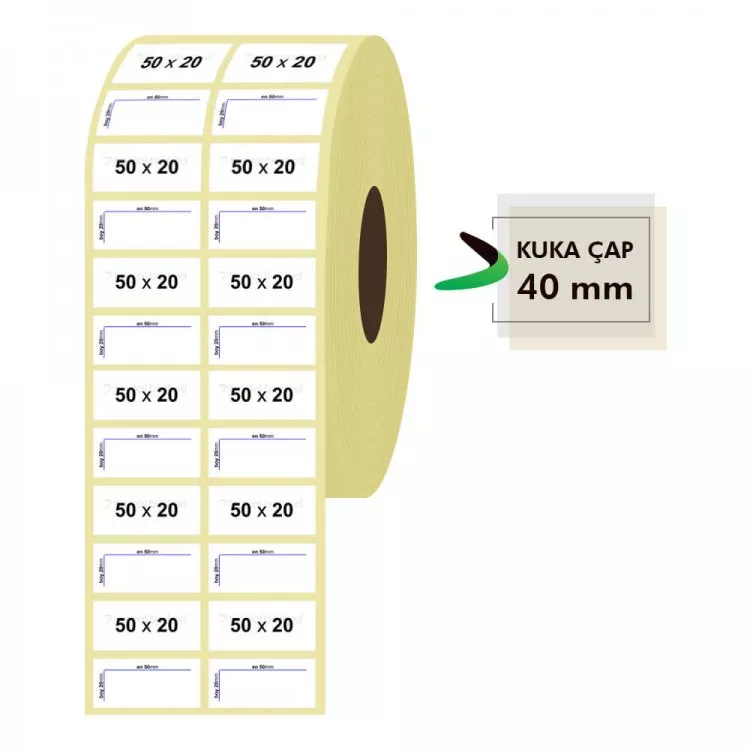 50mm x 20mm 2'li Vellum Etiket