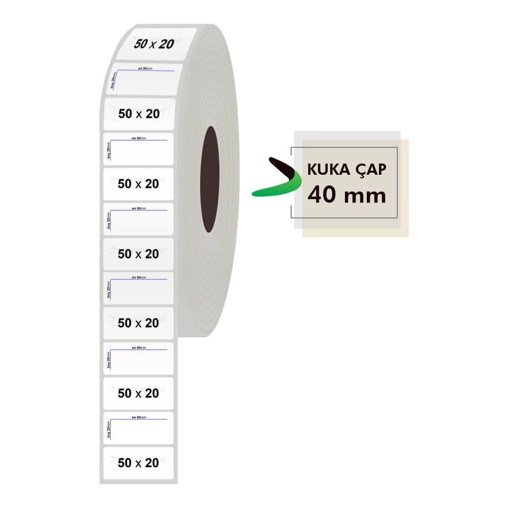 50mm x 20mm Silvermat Etiket