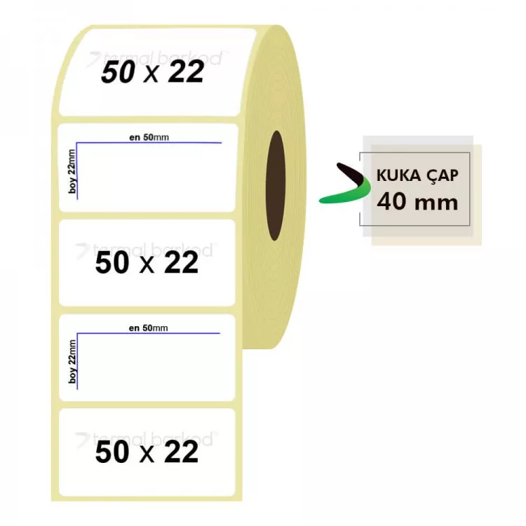 50mm x 22mm Kuşe Etiket