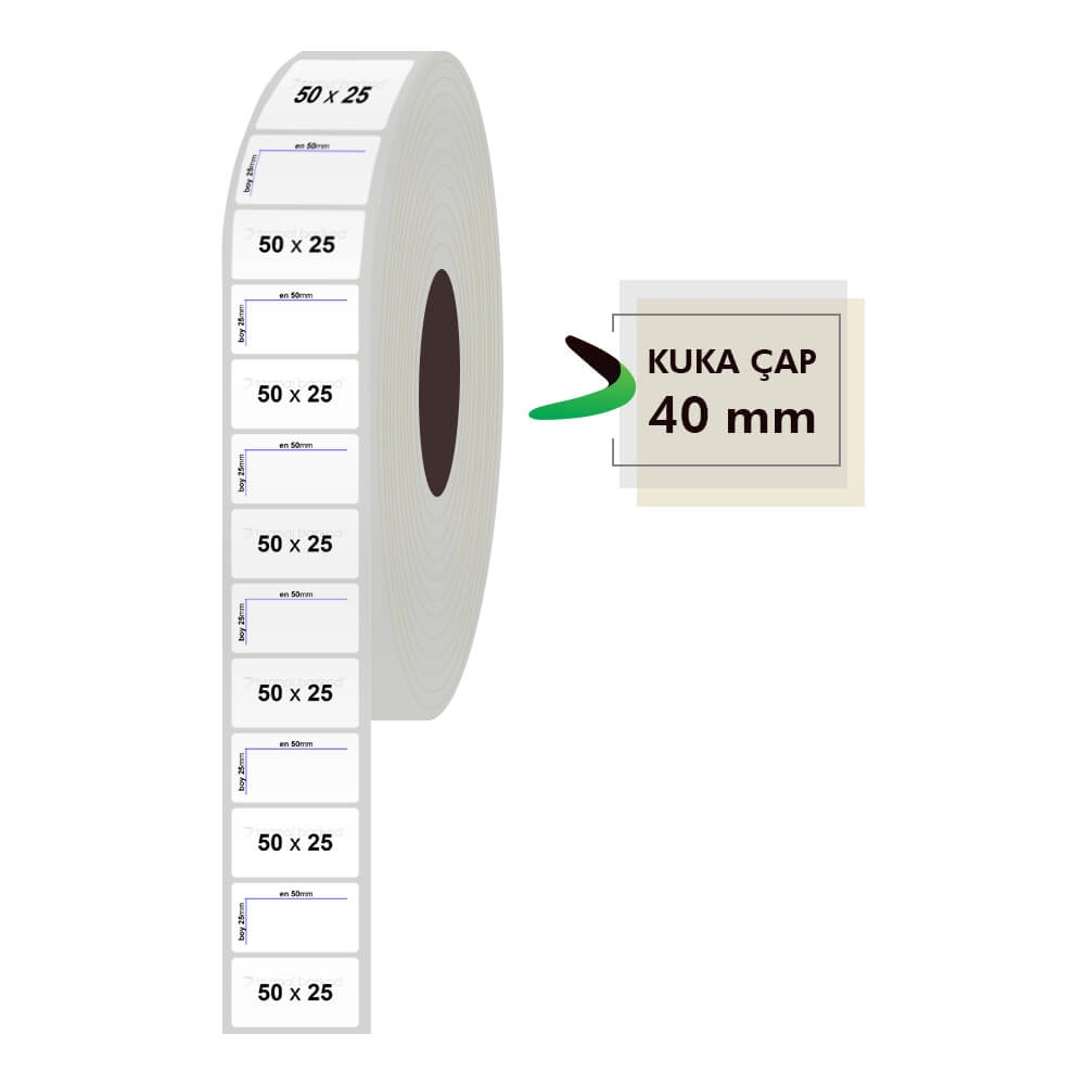 50mm x 25mm Silvermat Etiket