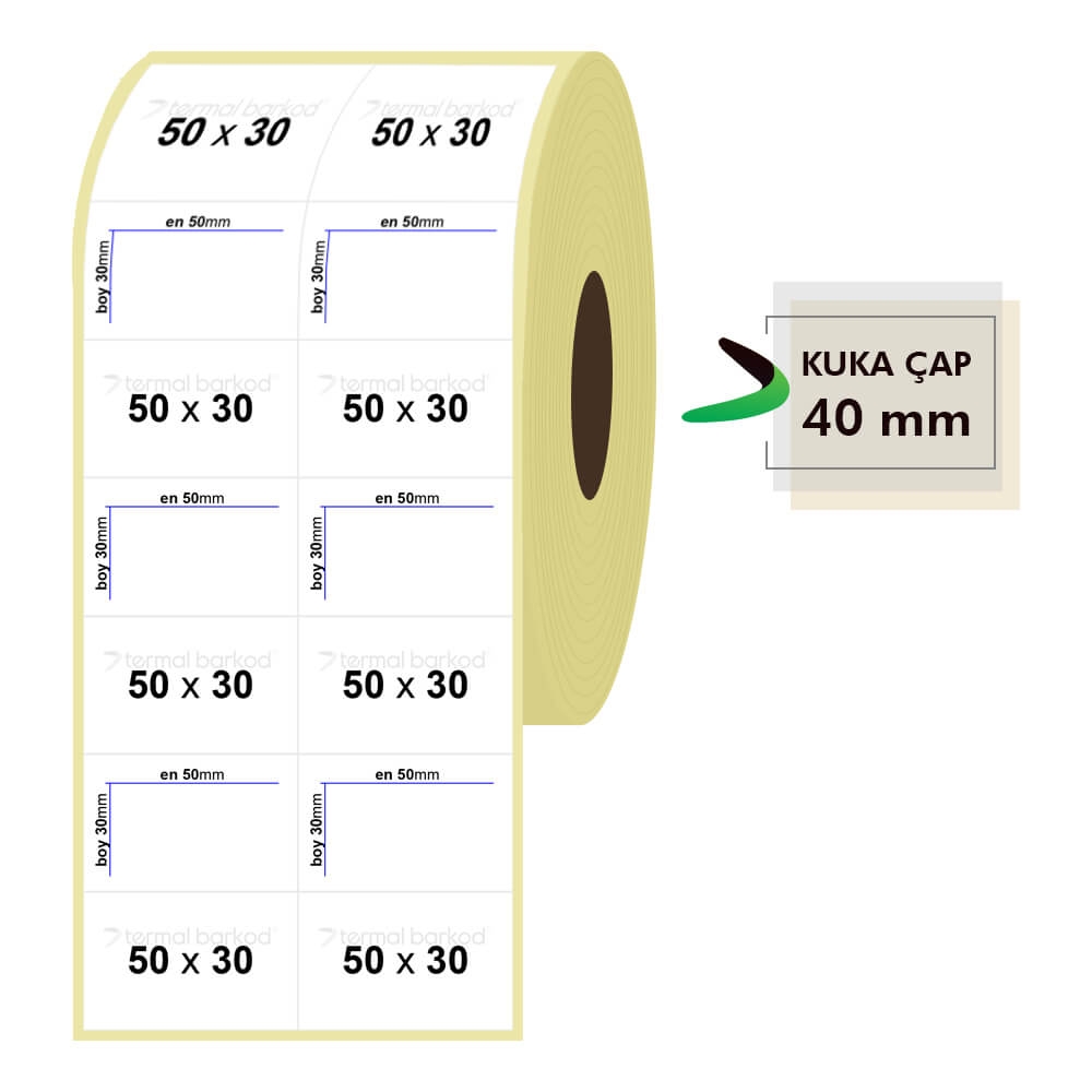 50mm x 30mm 2'li Bitişik Termal Etiket