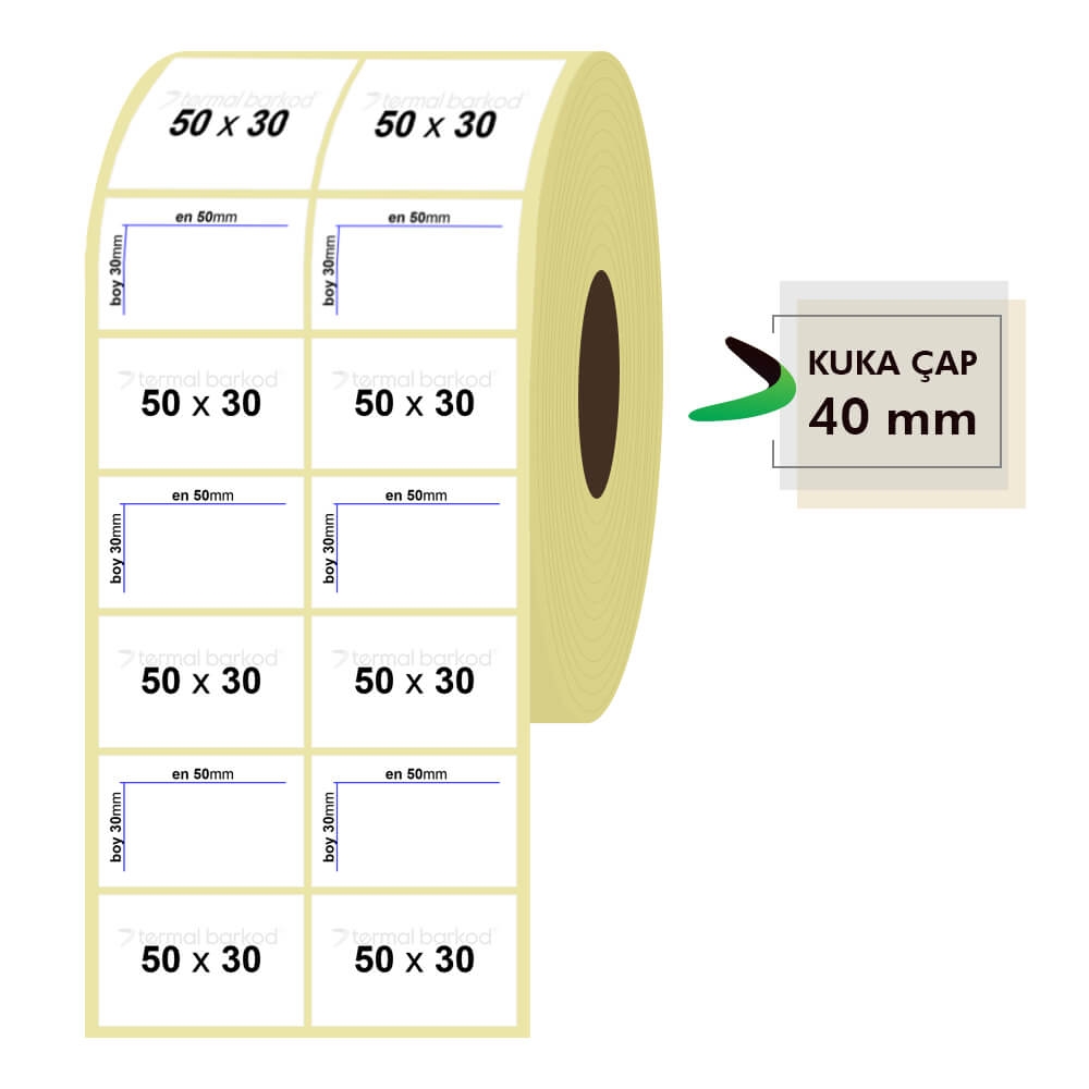 50mm x 30mm 2'li Lamine Termal Etiket