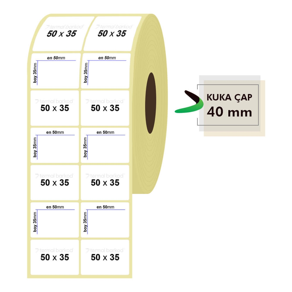 50mm x 35mm 2'li Kuşe Etiket