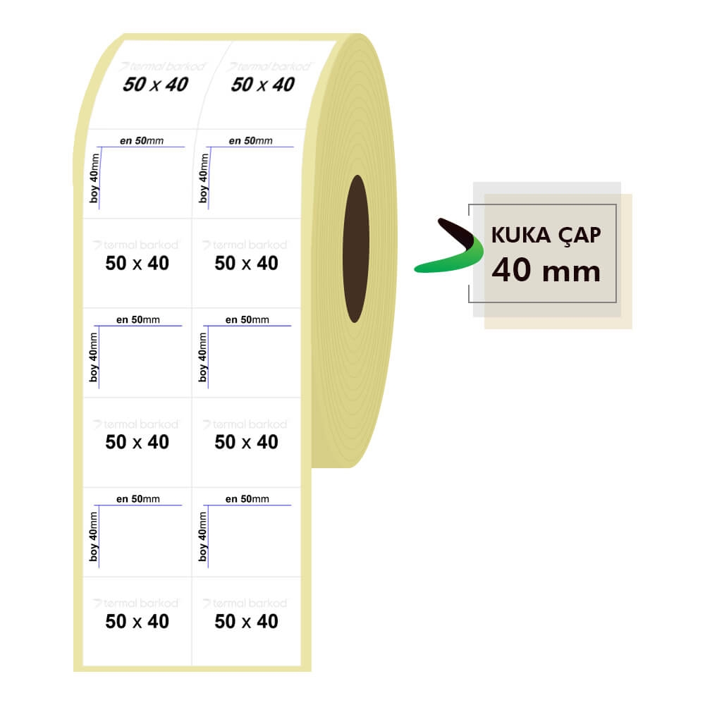 50mm x 40mm 2'li Bitişik Kuşe Etiket