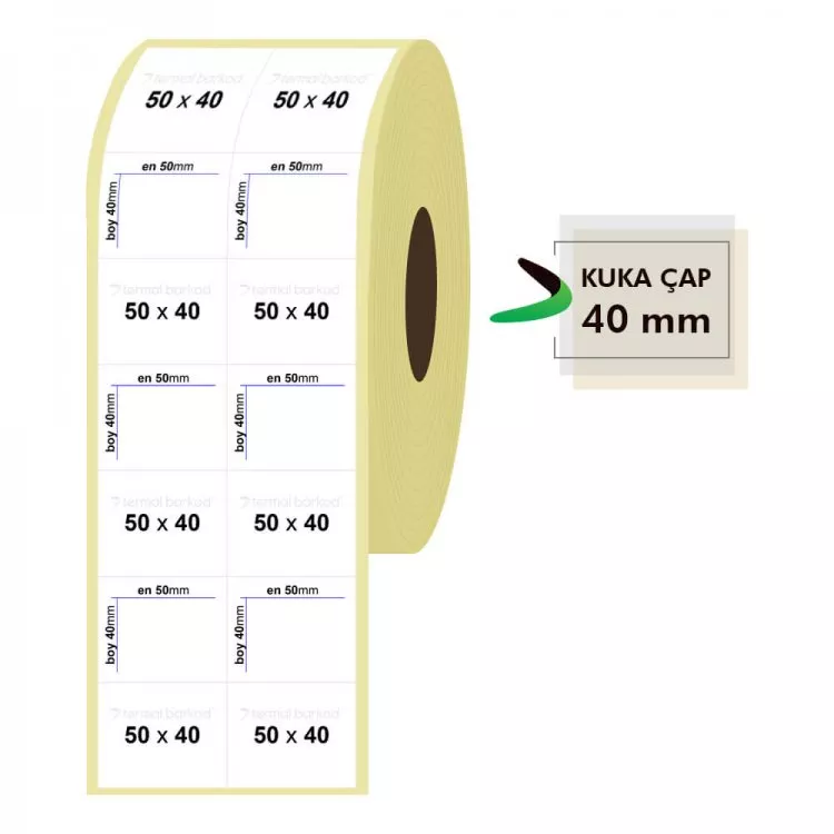 50mm x 40mm 2'li Bitişik Lamine Termal Etiket