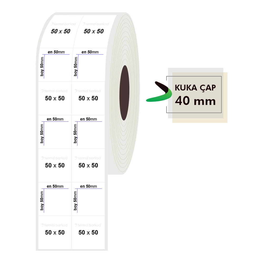 50mm x 50mm 2li Bitişik PP Opak Etiket