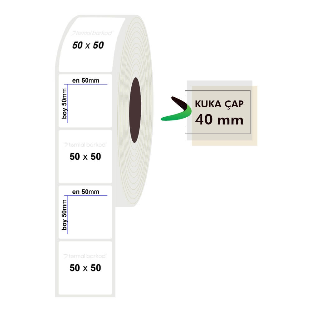50mm x 50mm Opak Etiket