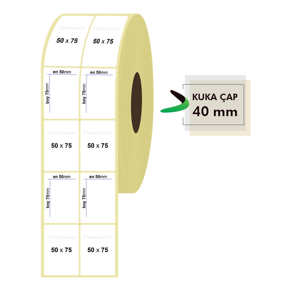 50mm x 75mm 2'li Kuşe Etiket