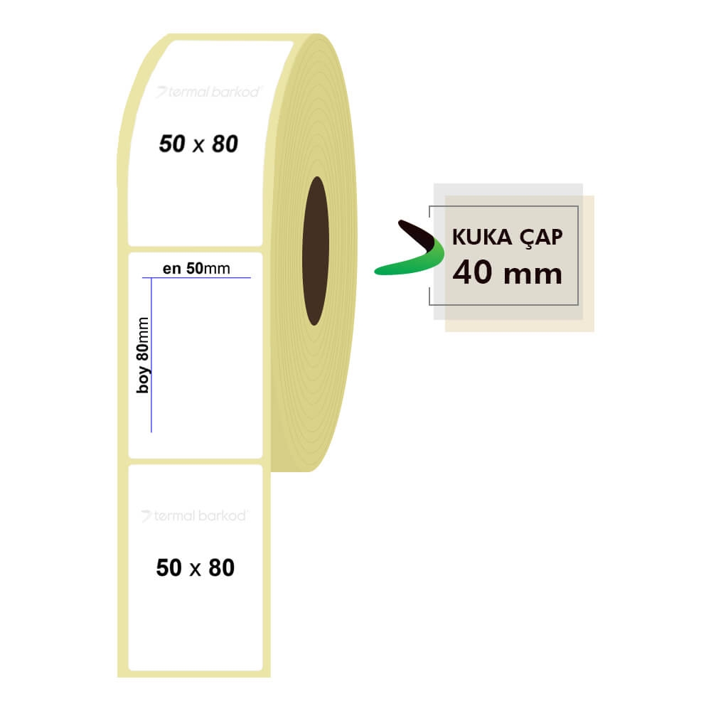 50mm x 80mm Kuşe Etiket