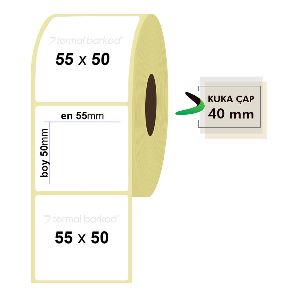 55mm x 50mm Kuşe Etiket