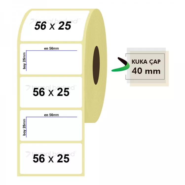 56mm x 25mm Termal Etiket (Sticker)