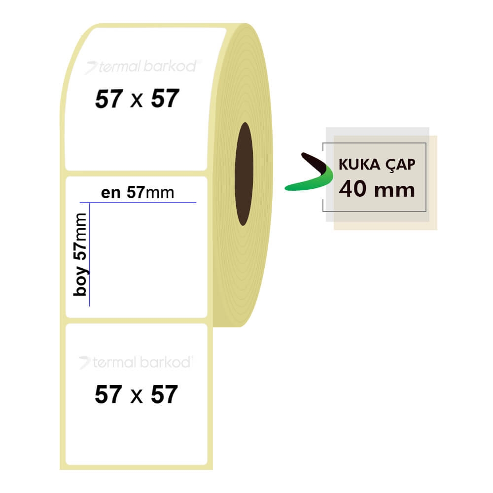 57mm x 57mm Lamine Termal Etiket