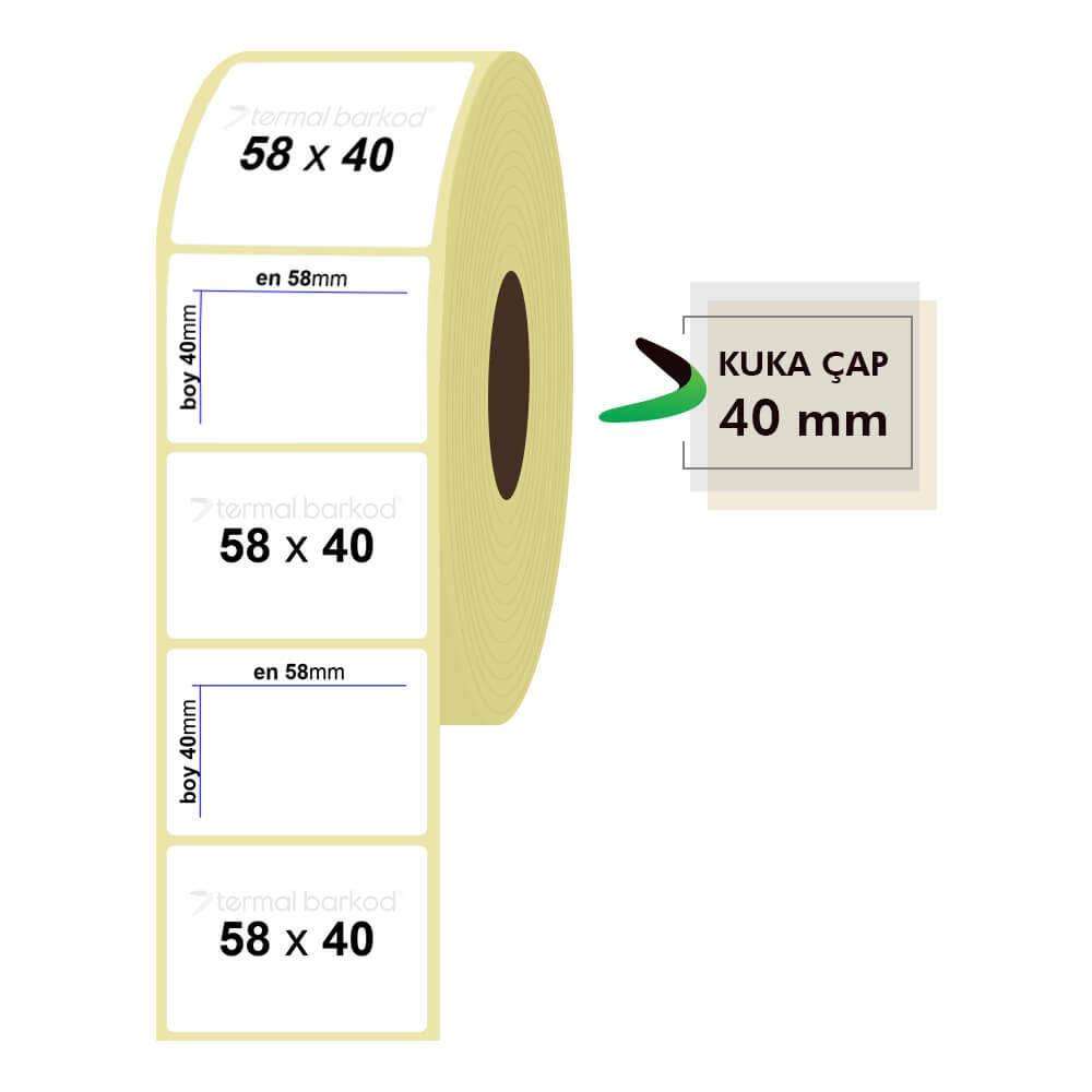 58mm x 40mm Kuşe Etiket