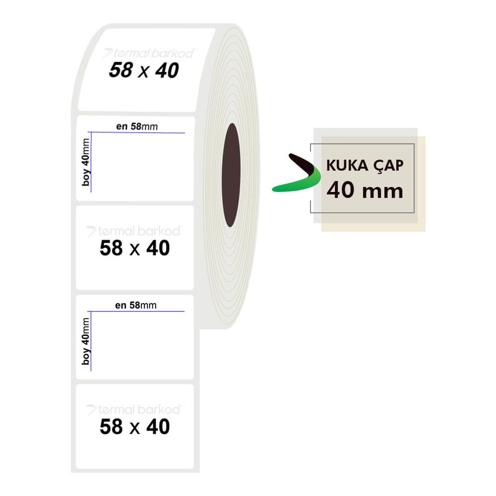 58mm x 40mm Opak Etiket