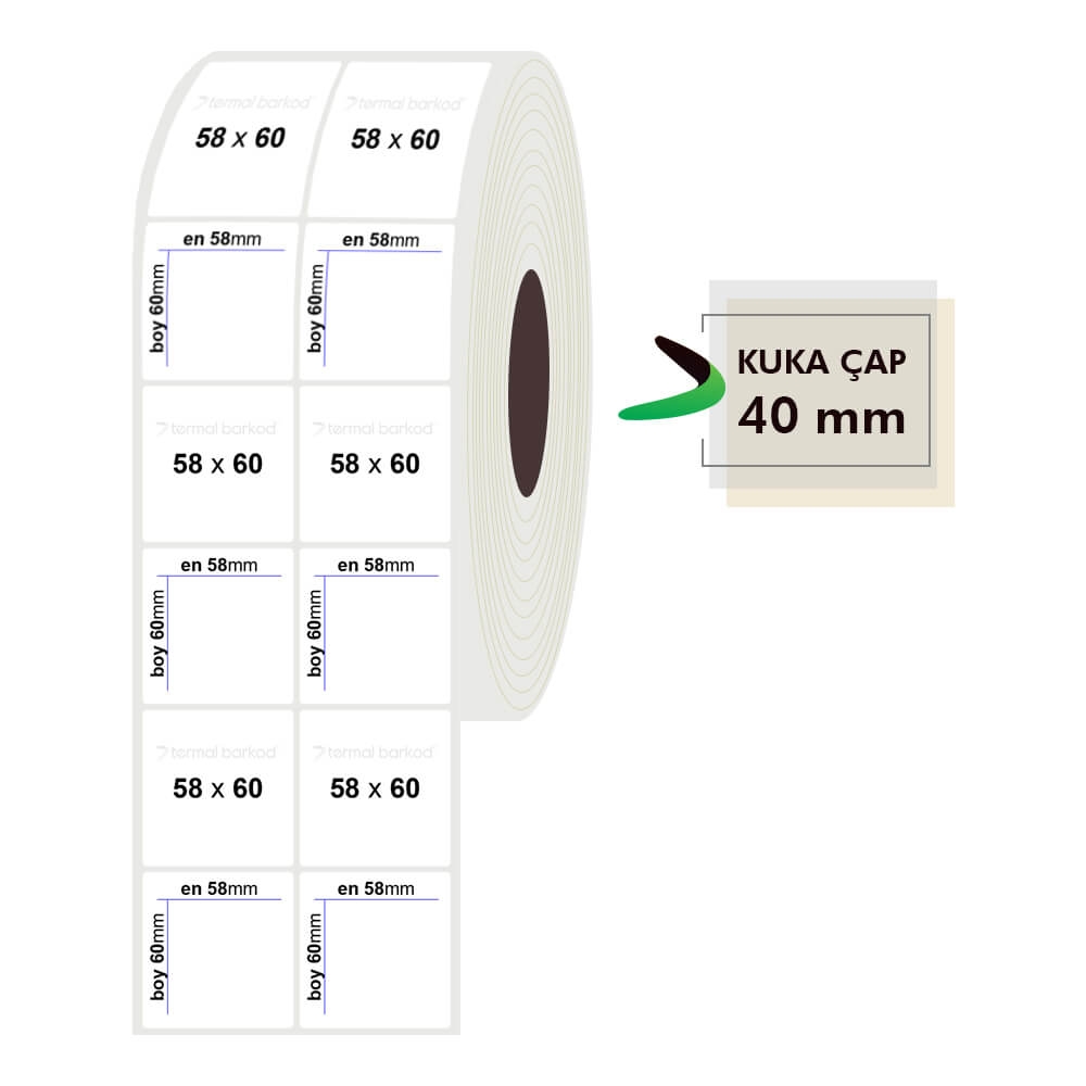 58mm x 60mm 2li Pp Opak Etiket