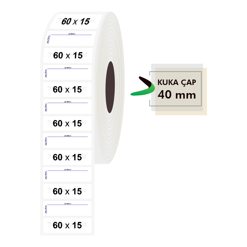 60mm x 15mm PP Şeffaf Etiket (Sticker)