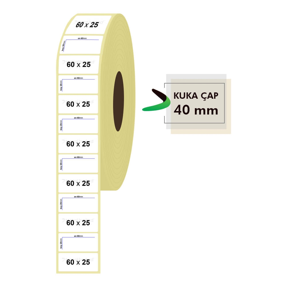 60mm x 25mm Kuşe Etiket