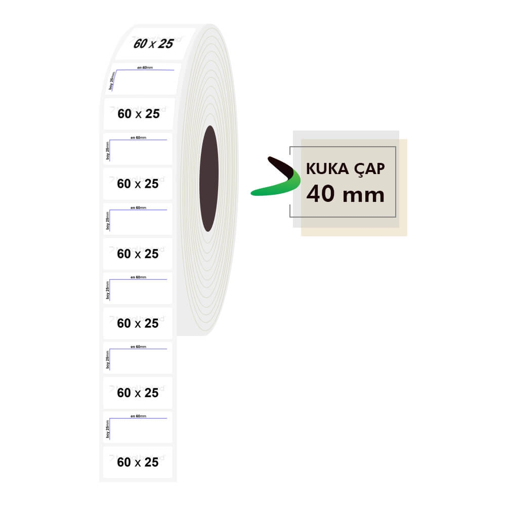 60mm x 25mm PP Şeffaf Etiket
