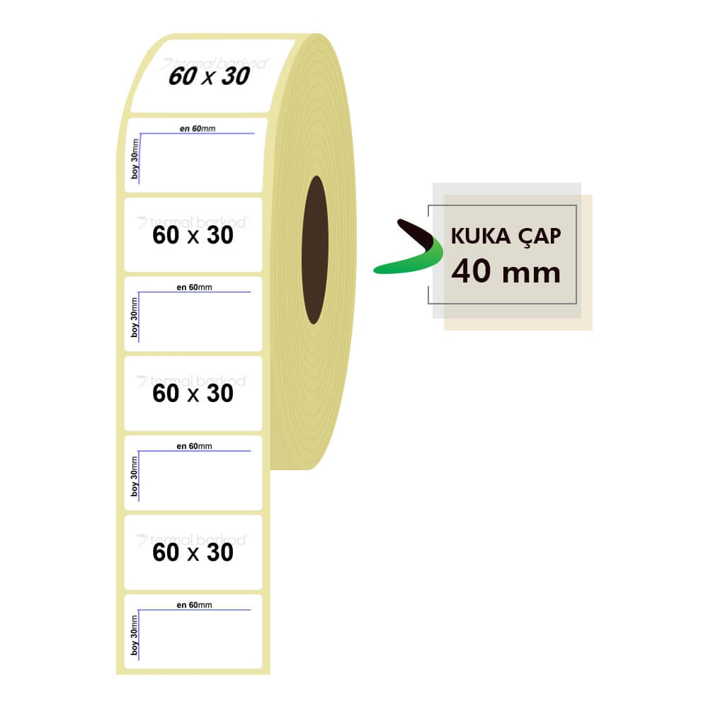60mm x 30mm Kuşe Etiket