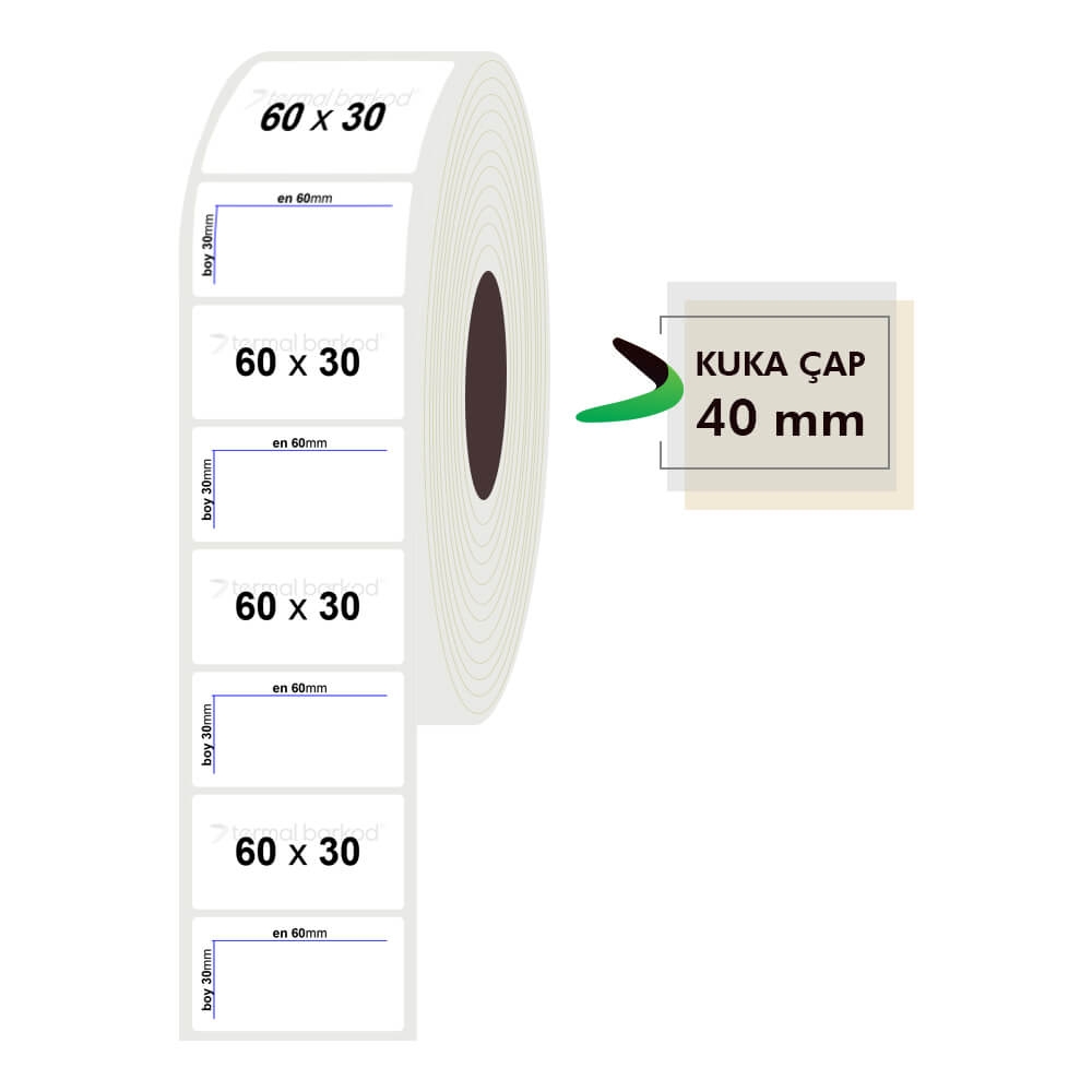 60mm x 30mm Opak Etiket