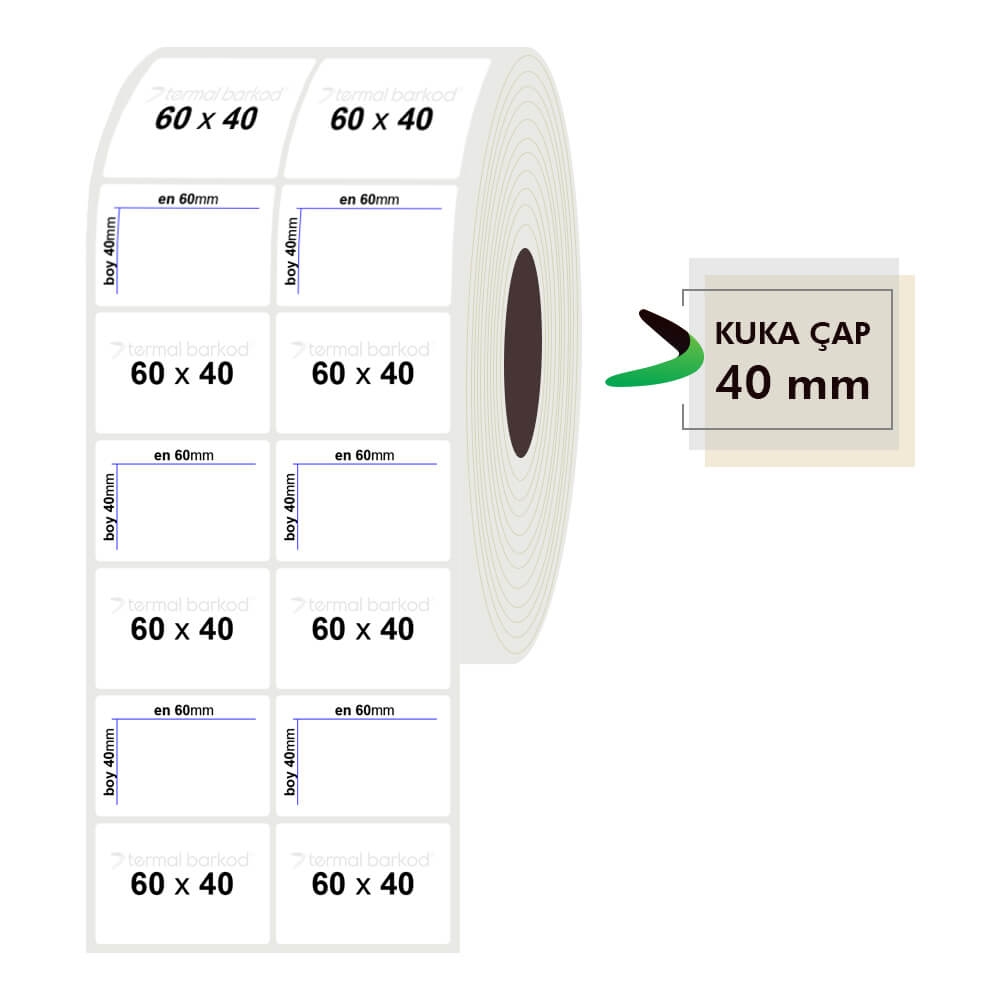 60mm x 40mm 2li Pp Opak Etiket