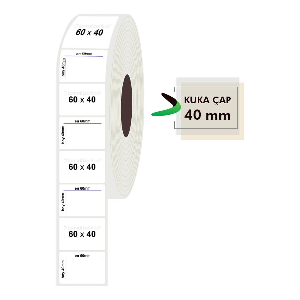 60mm x 40mm PP Opak Etiket