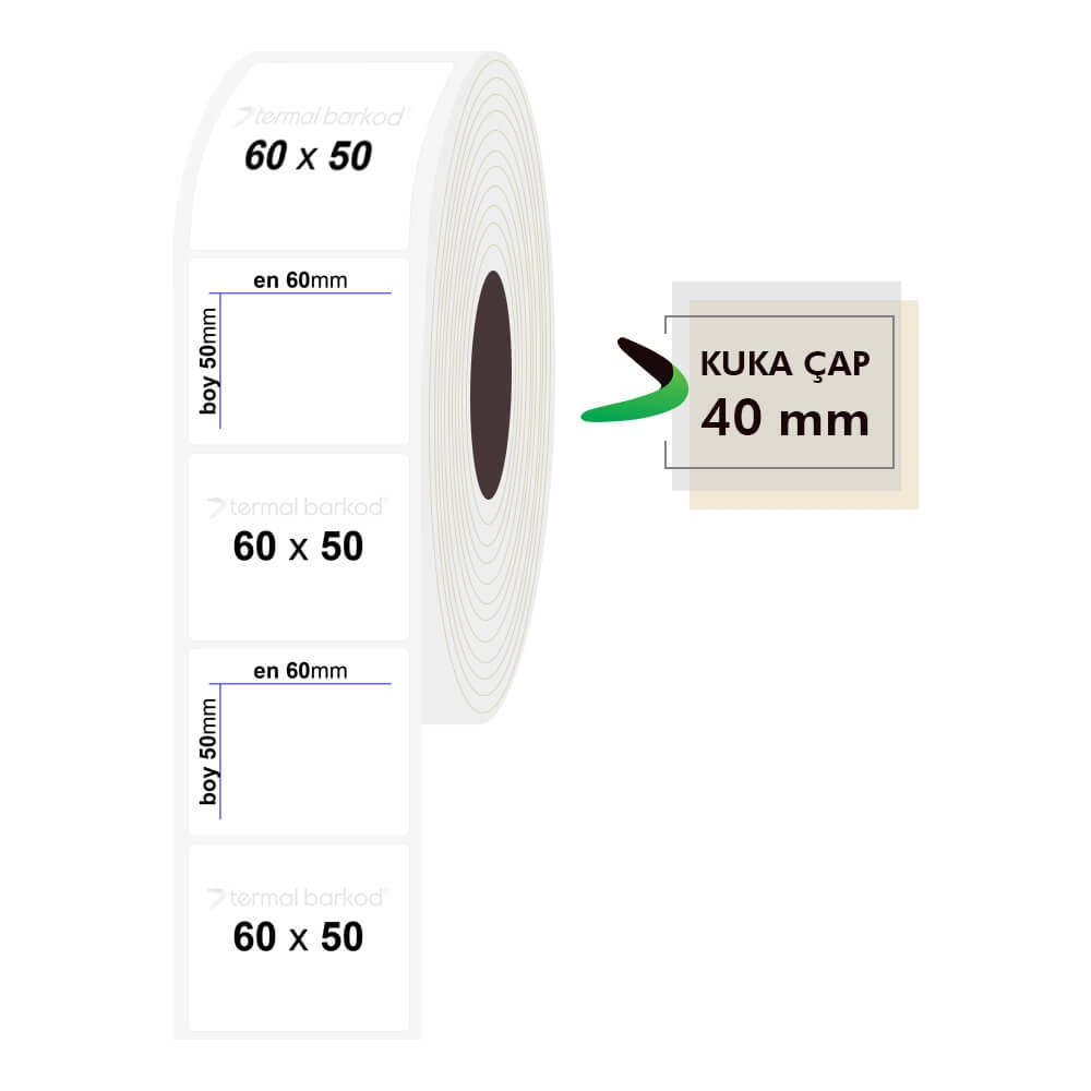 60mm x 50mm Şeffaf Etiket