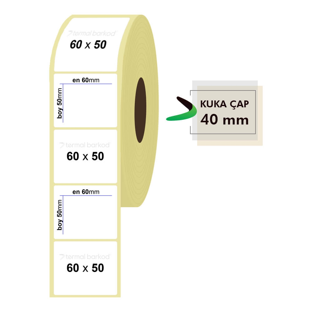 60mm x 50mm Kuşe Etiket