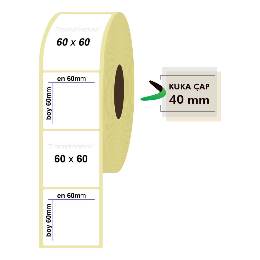 60mm x 60mm Kuşe Etiket