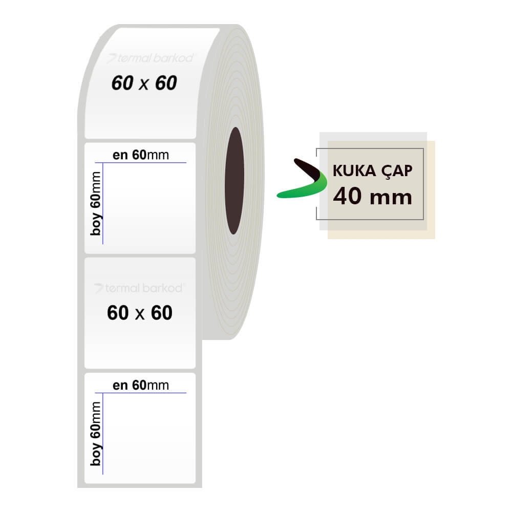 60mm x 60mm Silvermat Etiket