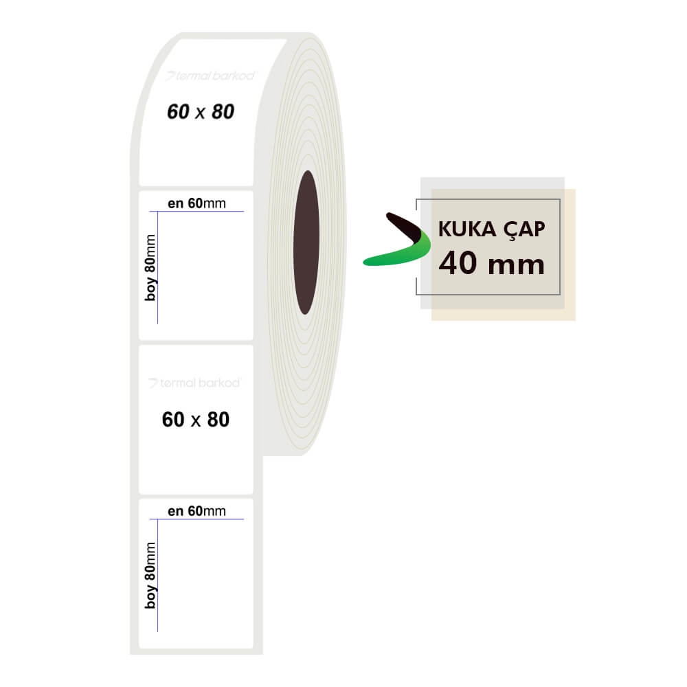 60mm x 80mm PP Opak Etiket