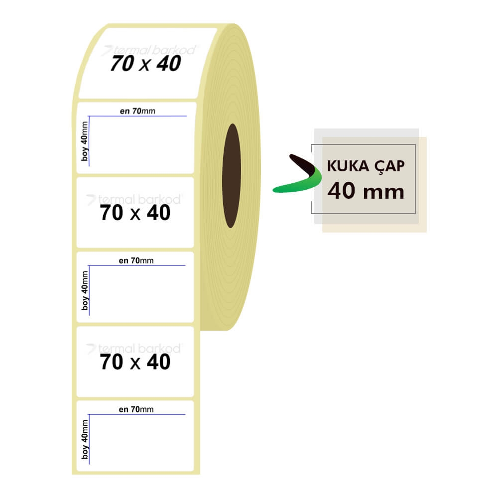 70mm x 40mm Kuşe Etiket