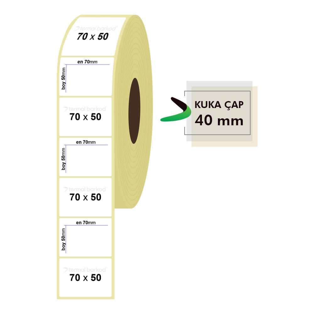70mm x 50mm Kuşe Etiket