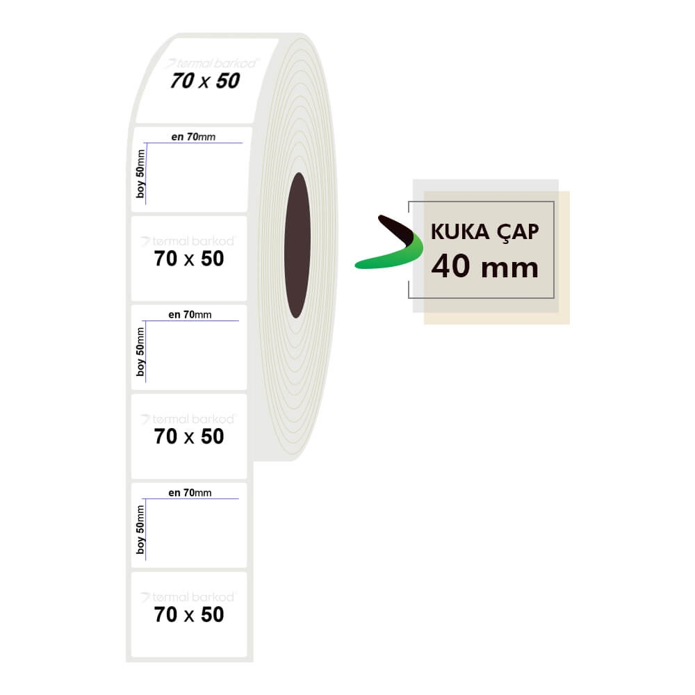 70mm x 50mm Pp Opak Etiket